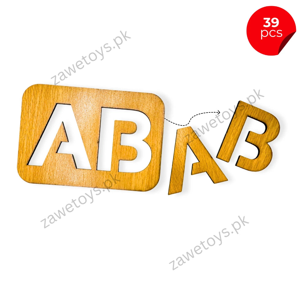 39 PCS Kids Wooden Drawing English Alphabets with Puzzles