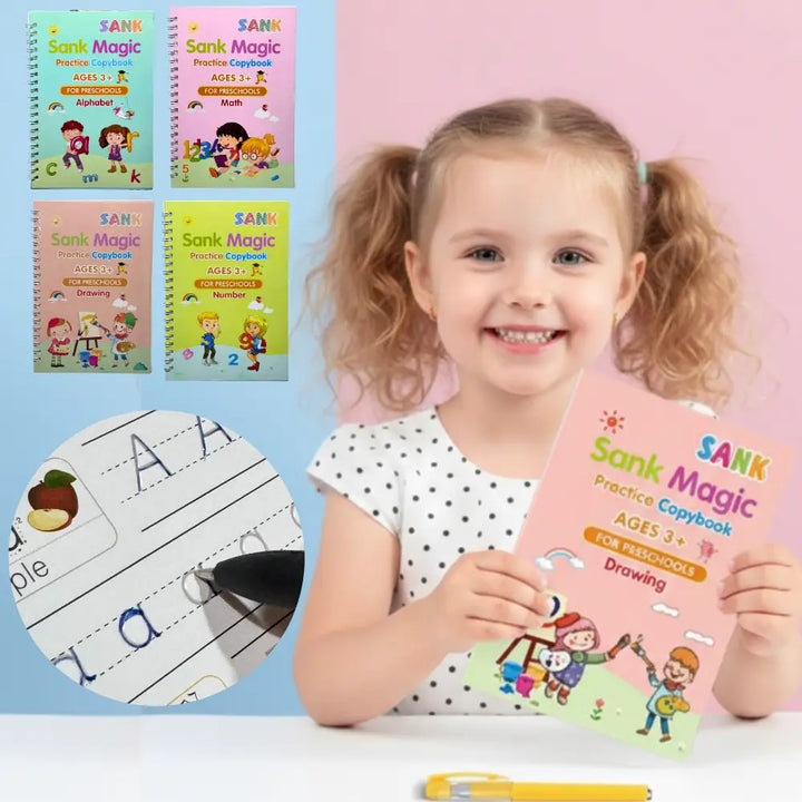 MAGIC PRACTICE NOTE BOOKS (4 Books + 1 Pen +10 Refills + 1 Grip) [GK-0 ...