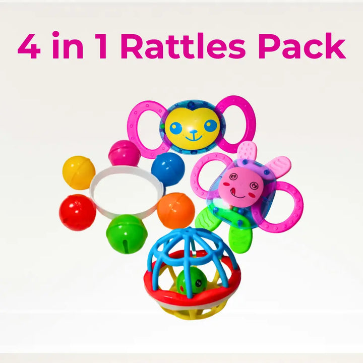 BABY RATTLE SET- 4 IN 1 PACK – Zawe Toys